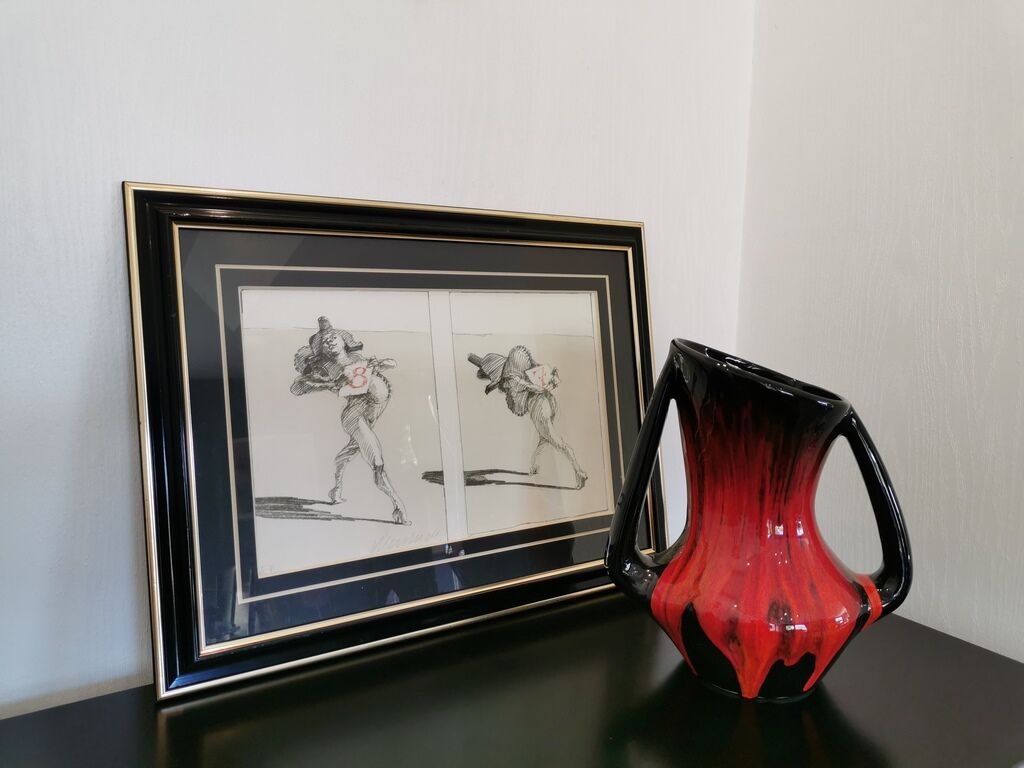 Red and black vase Vallauris