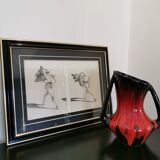 Vase rouge et noir Vallauris