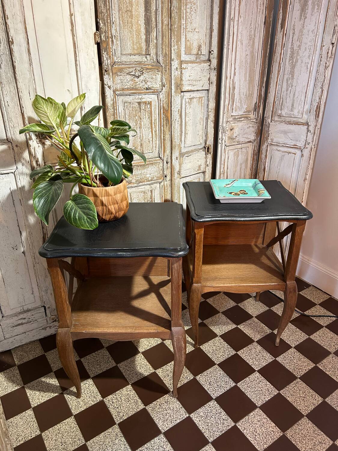 Pair of oak bedside tables