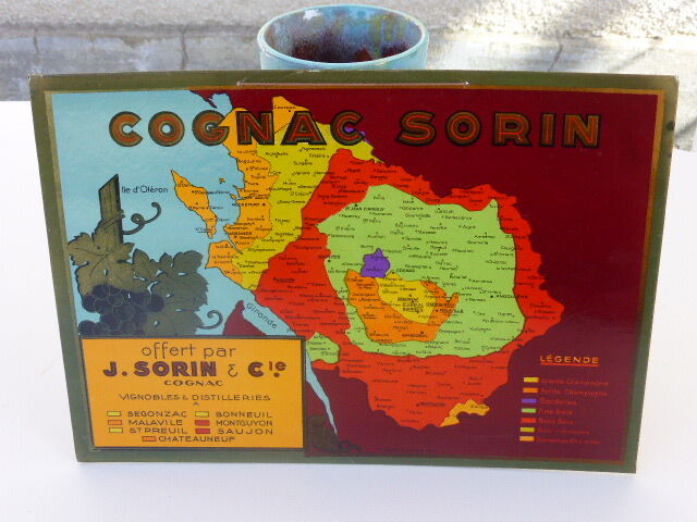 Poster, cardboard advertising plate for the vintage SORIN COGNAC 1960
