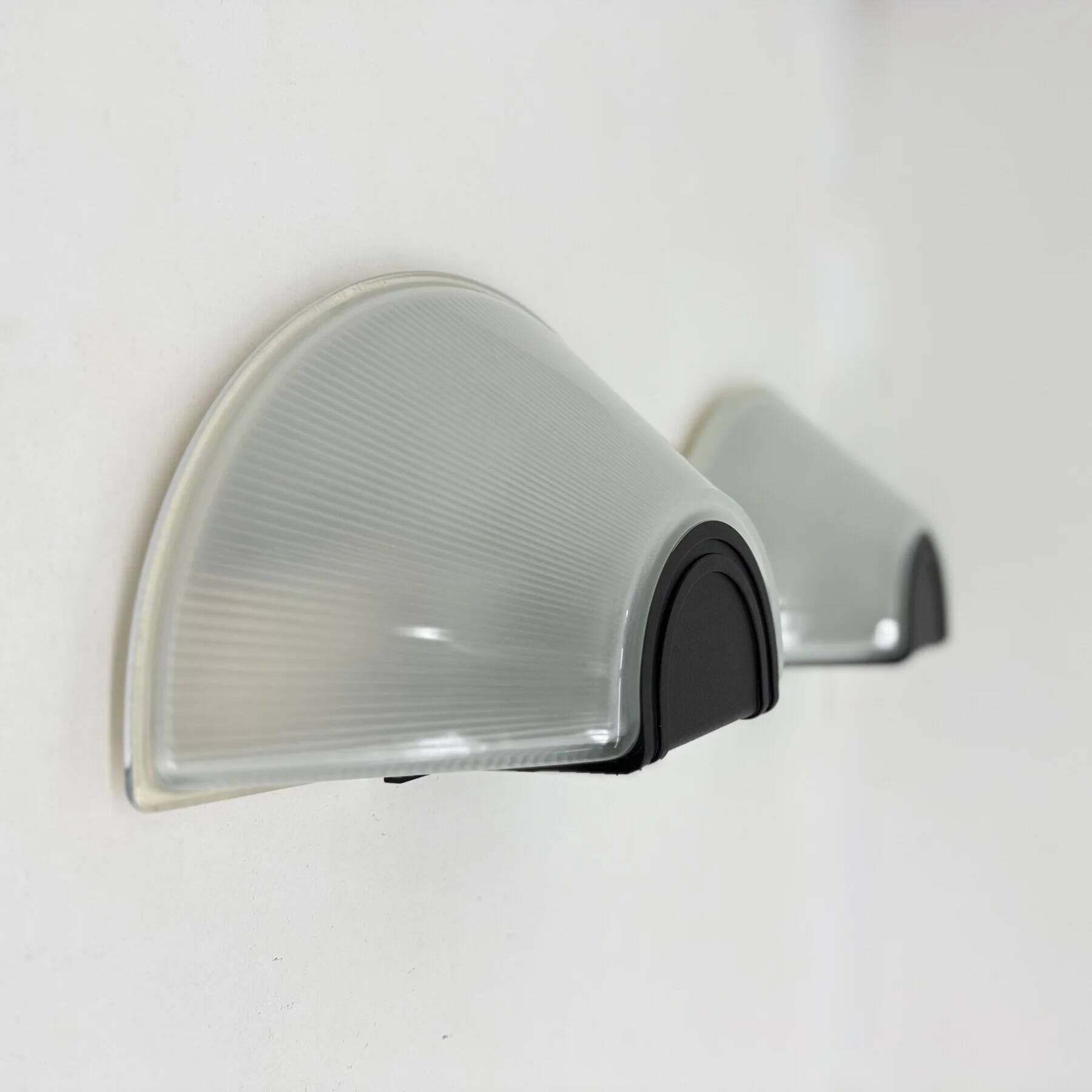 Set of 2 glass Prisma wall lamps MEGA, 1980s, Italy