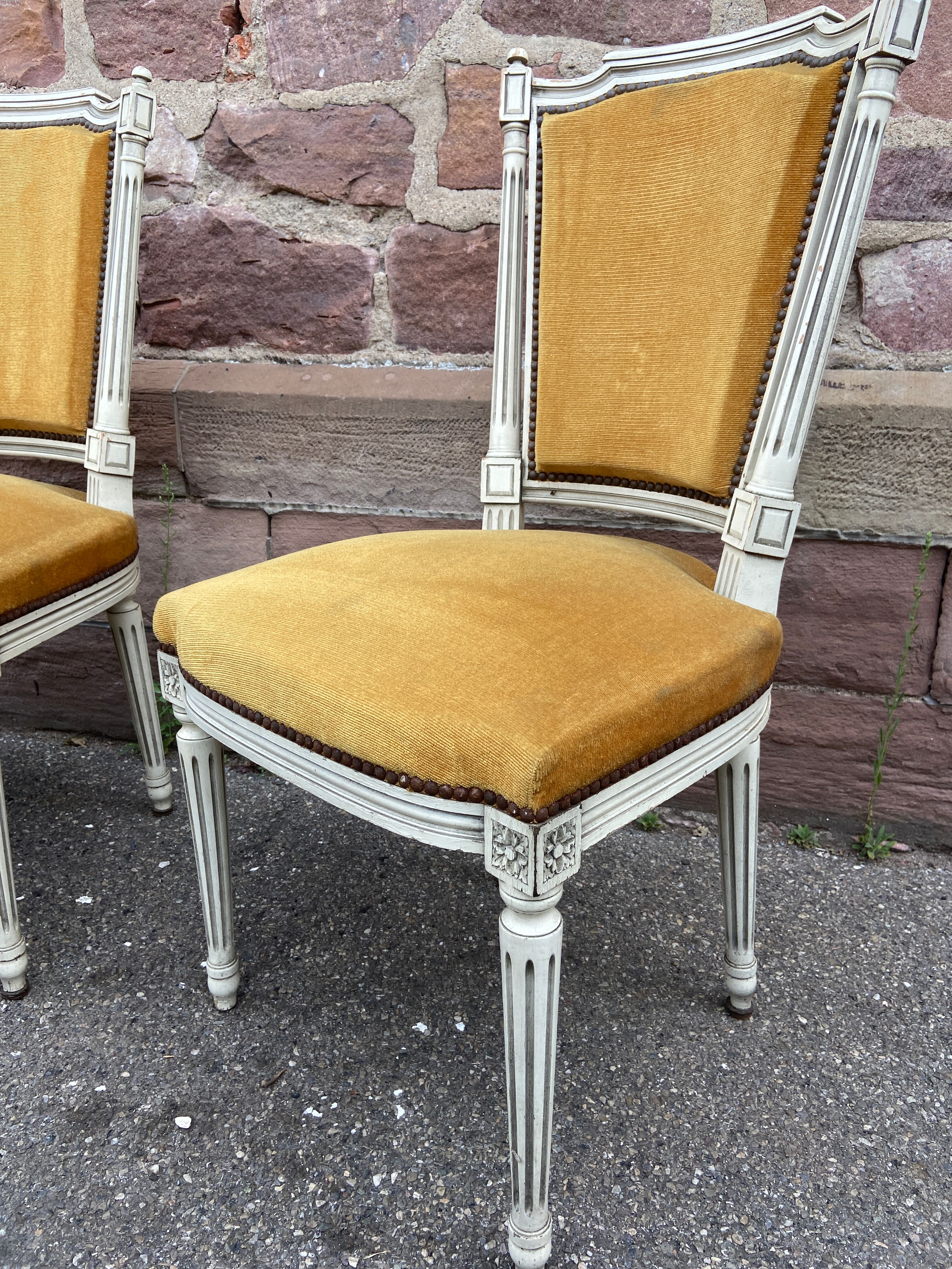 Set of 4 French chairs style Louis XVI vintage 1950 rococo Provence SHABBY CHIC