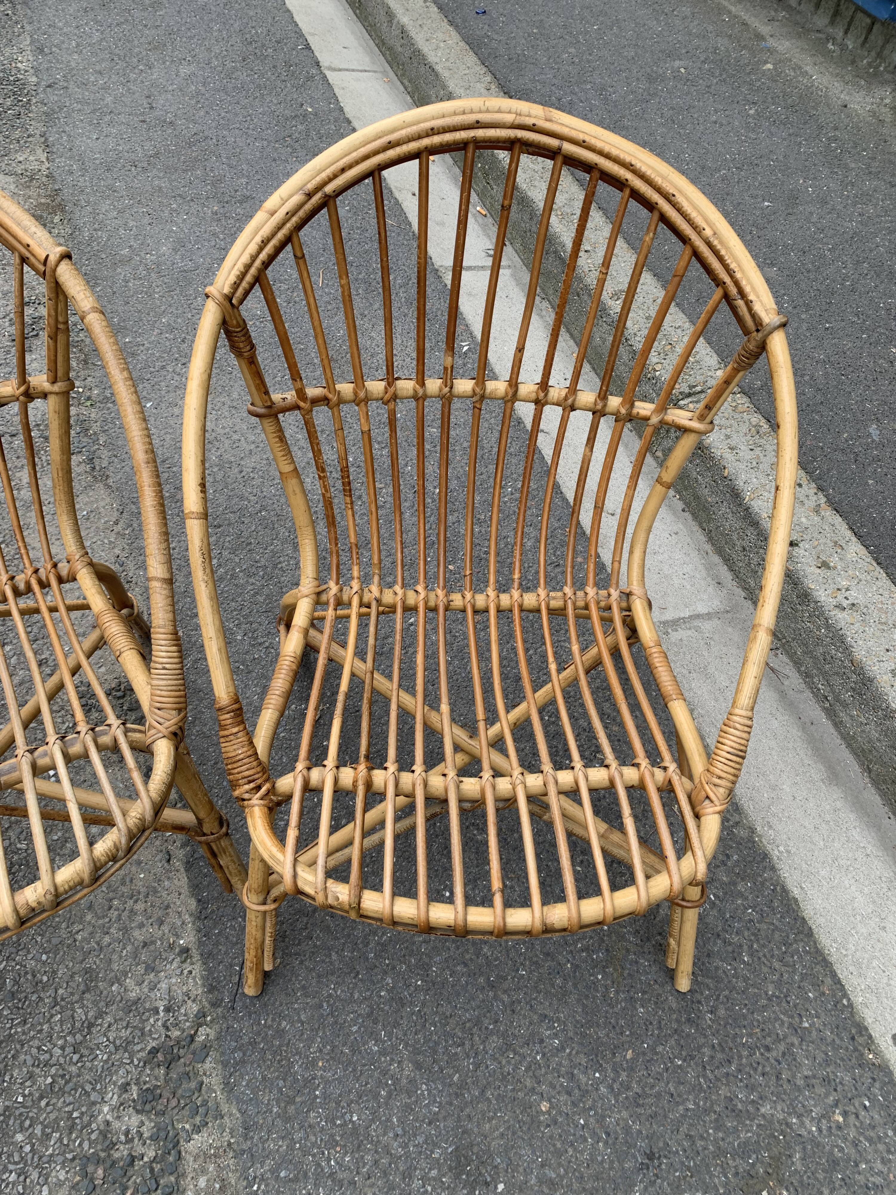 Pair of antique rattan armchairs