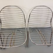 Set of 4 vintage Italian Gastone Rinaldi style chairs in chrome metal