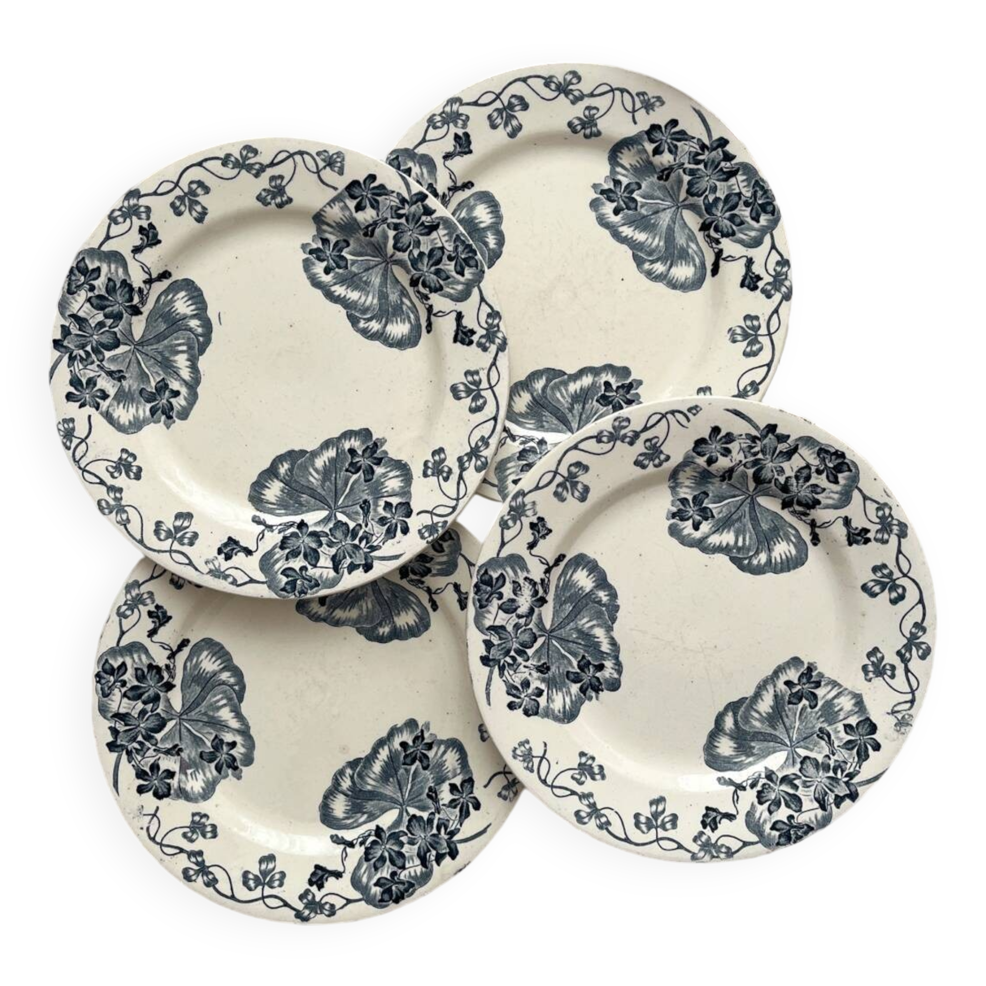 4 ironstone dinner plates “Les Violettes” Salins