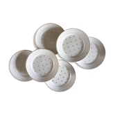 Assiettes plates anciennes X6 modèle "sylvie" blanc et or de la manufacture française K&G Lunéville