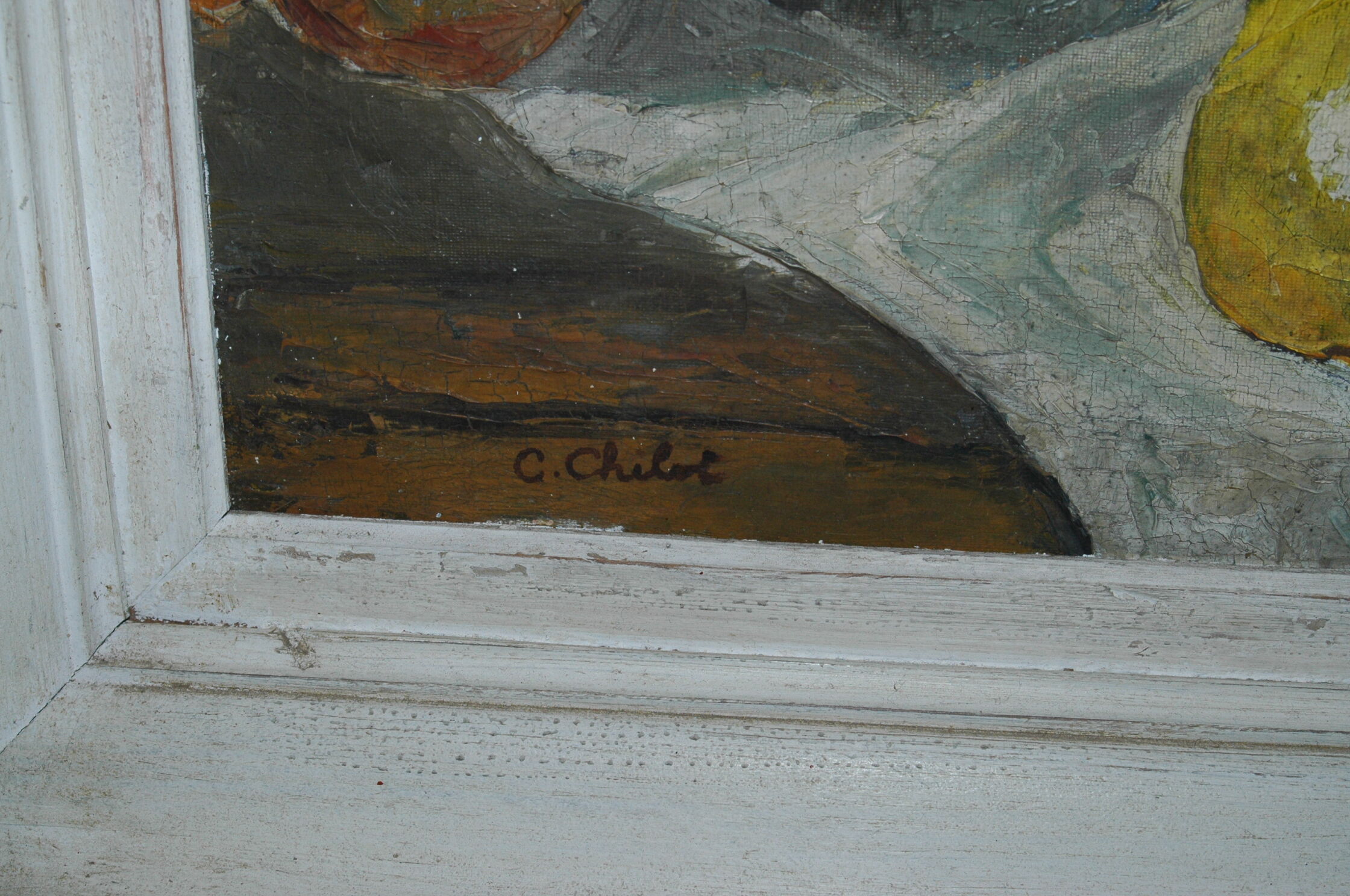 Painting Dead Nature circa 1940 oil on canvas by C Chilot