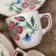 Coffee cups and saucers in Desvres earthenware.
