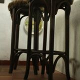 Two vintage folded wooden bar stools