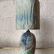 Lampe barbotine artisanale fruits années 70