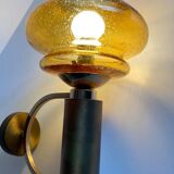 Vintage bubble glass brass applique