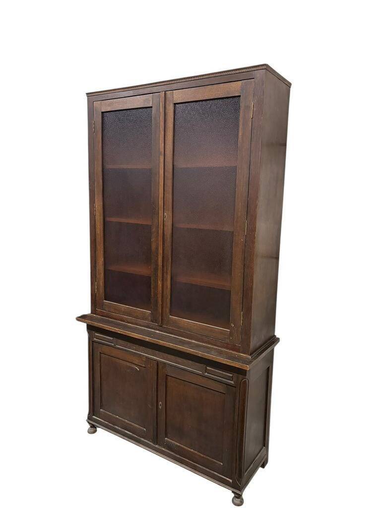 Vintage XL display cabinet in dark wood / wardrobe