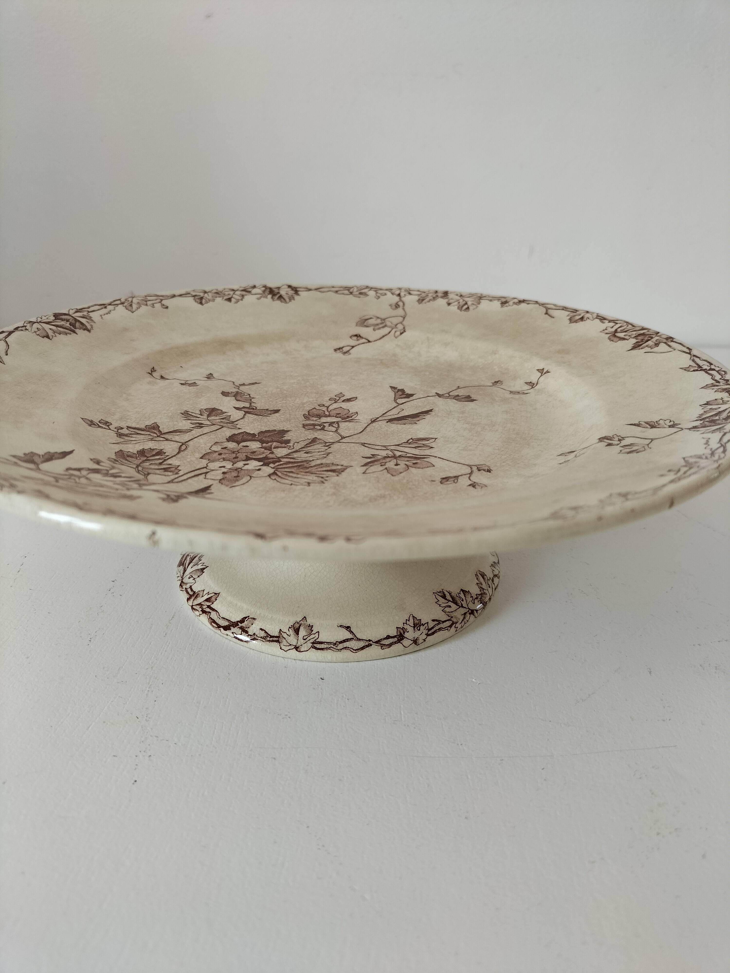 Antique pedestal plate – KG Lunéville – “Printemps” model – circa 1875