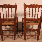 2 rush-seated oak chairs - 19th century