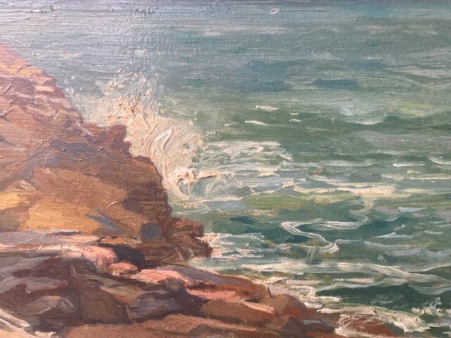 Painting, oil on canvas, "The Sea in Gatteville" by Jean Bernard Eschemann from 1924