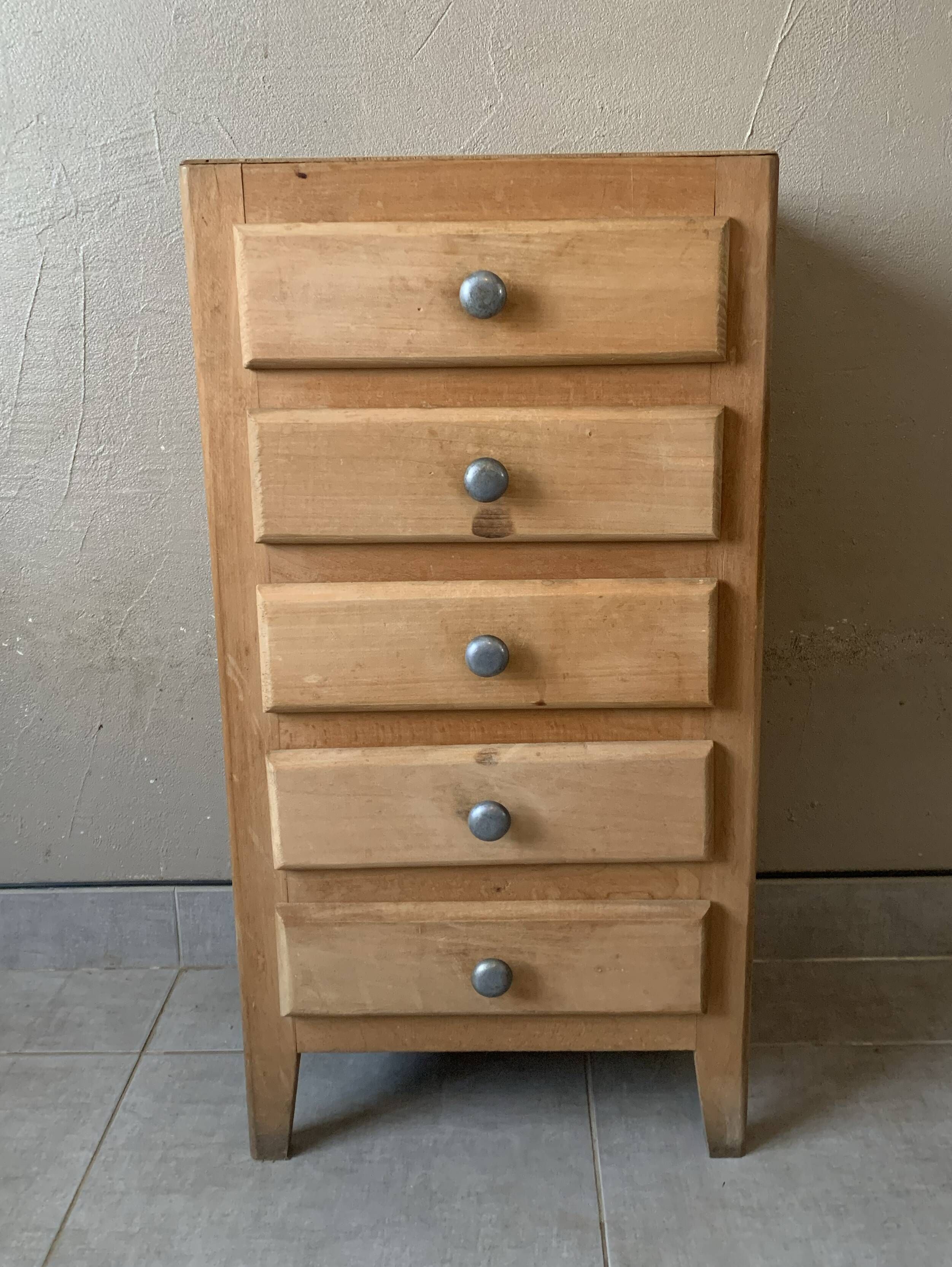 Vintage 5-drawer chest of drawers from 1950 in wood