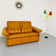Vintage 70s thick cognac leather 2-seater sofa by De Sede.