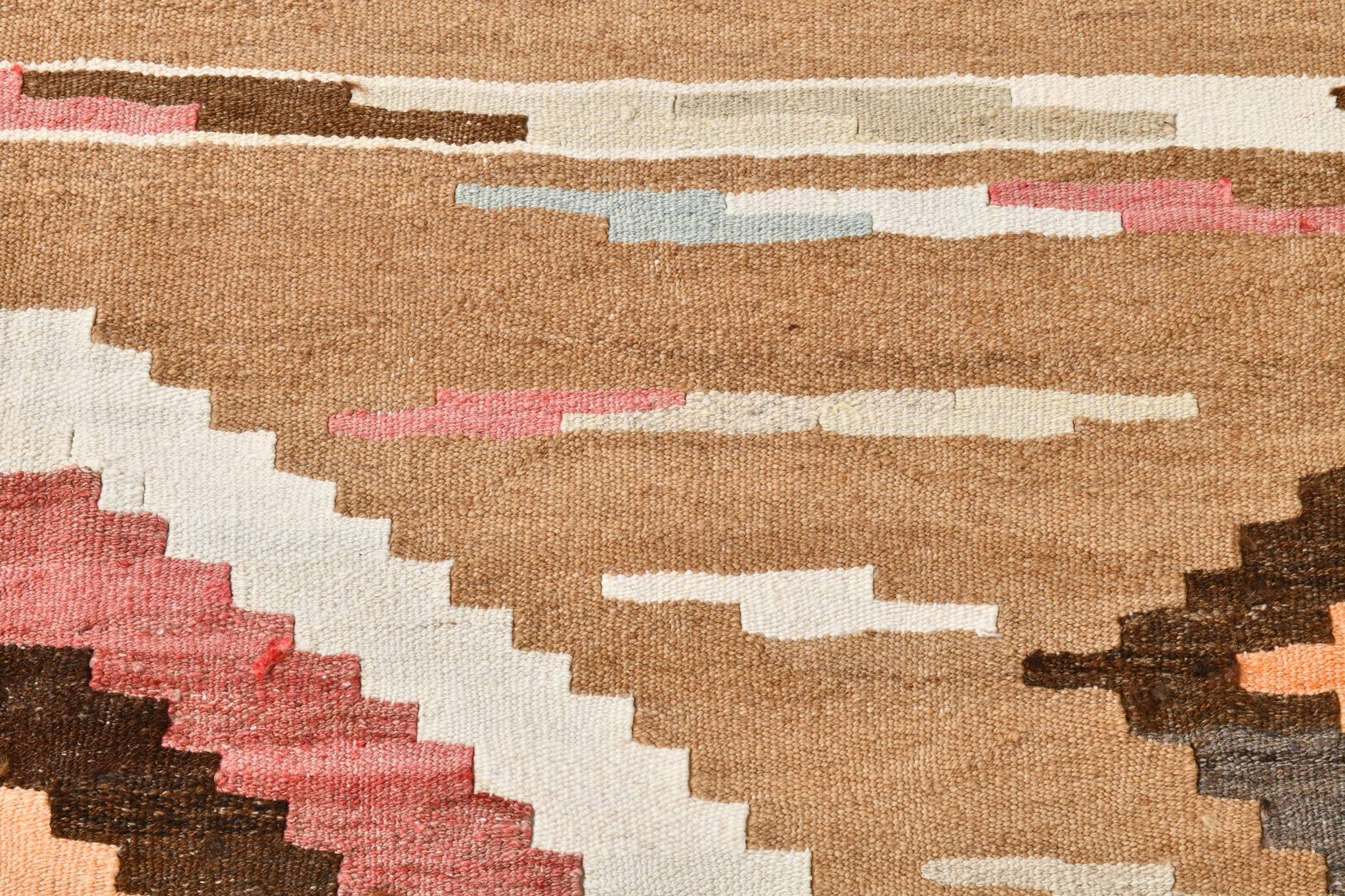 Brown & Cream Persian Kilim Rug, 260x341Cm