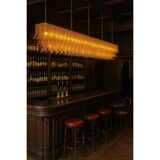 Monumental Rectangular Amber “Felci” Murano Glass Chandelier