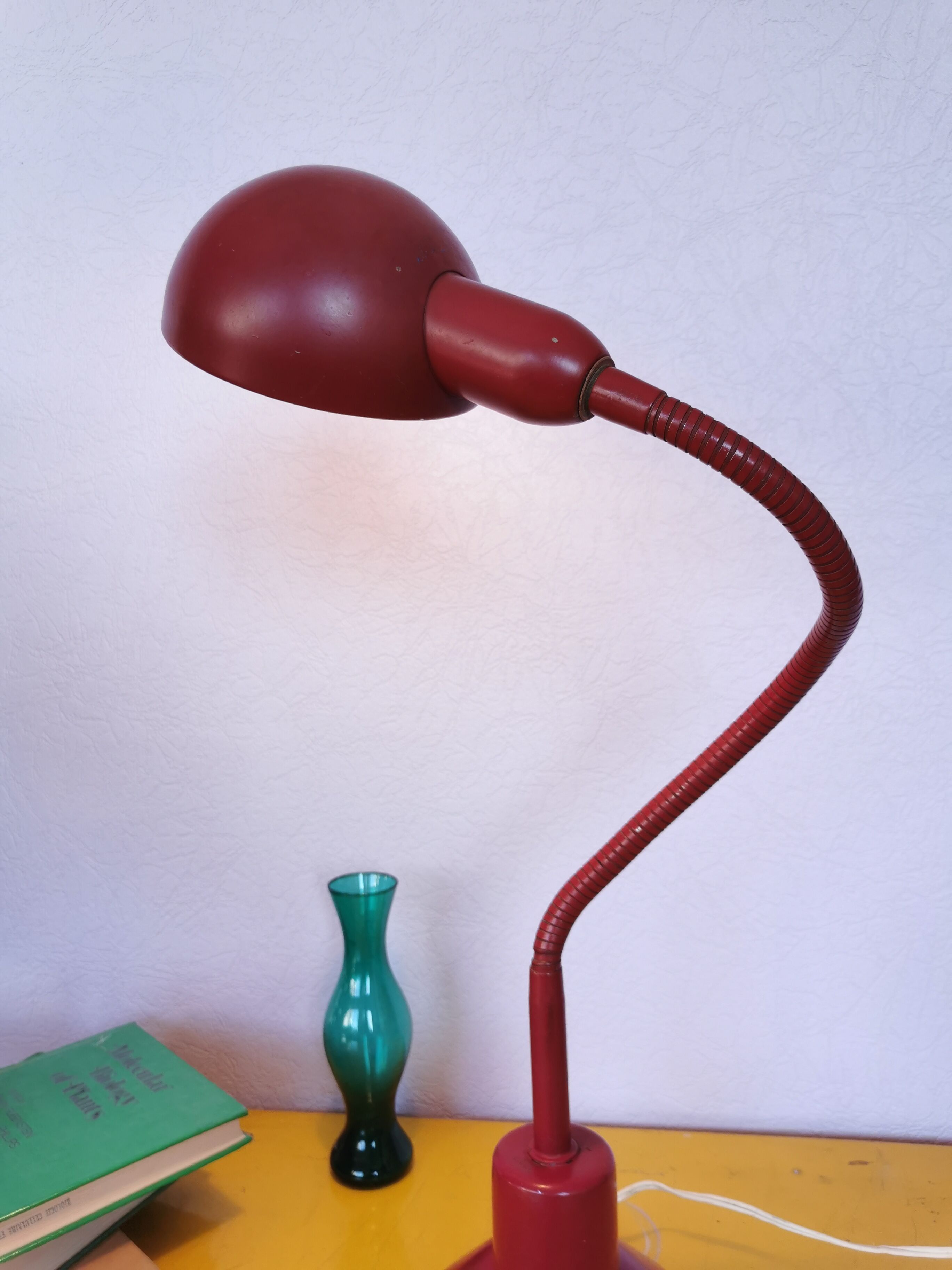 Burgundy flexible casserole lamp, 1960