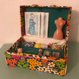 Suitcase sewing sewing box learning vintage flower