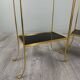 Pair of vintage side tables in gilt metal, with glazed ceramic tops