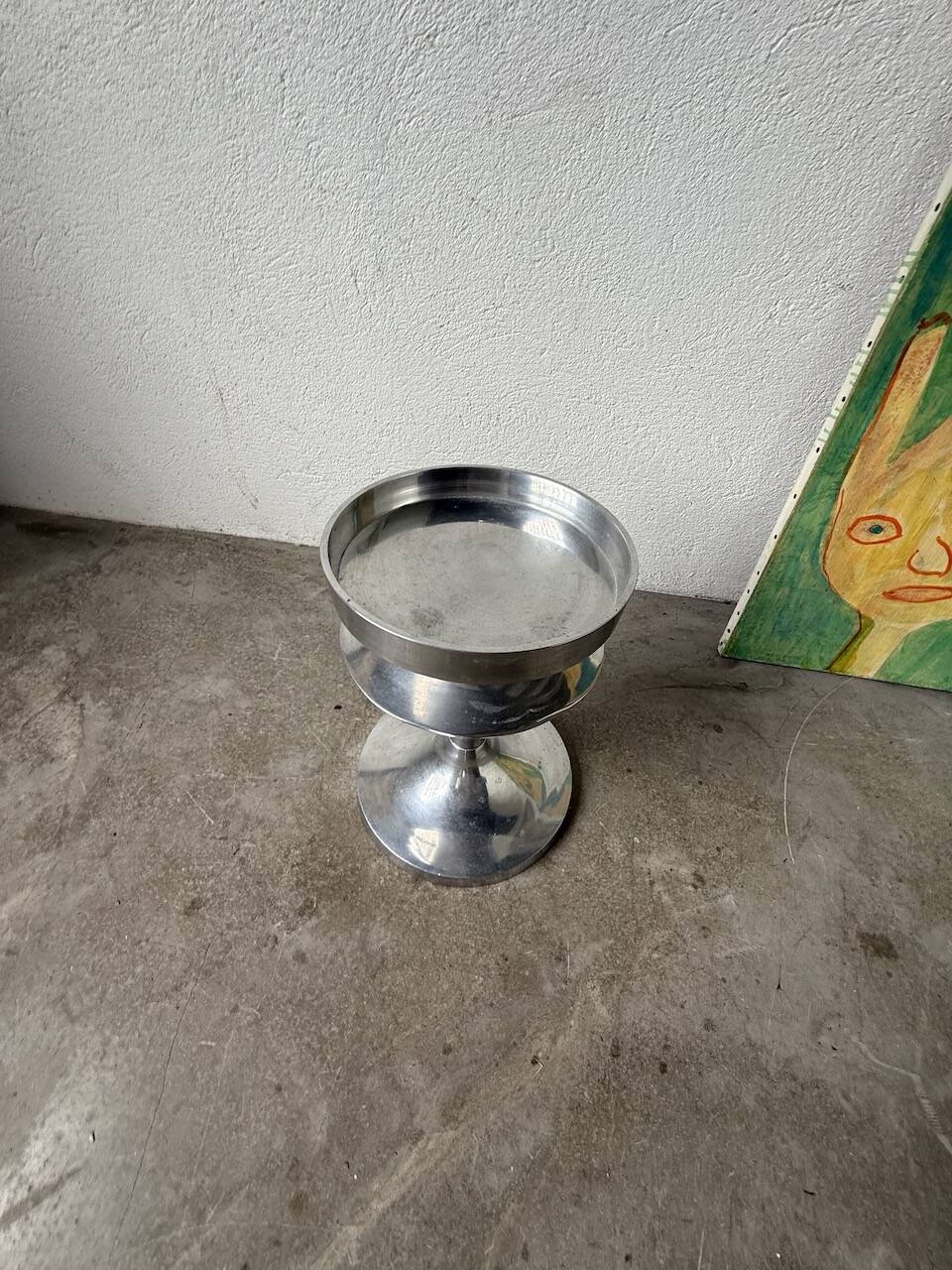 Brushed stainless steel console pedestal 1970