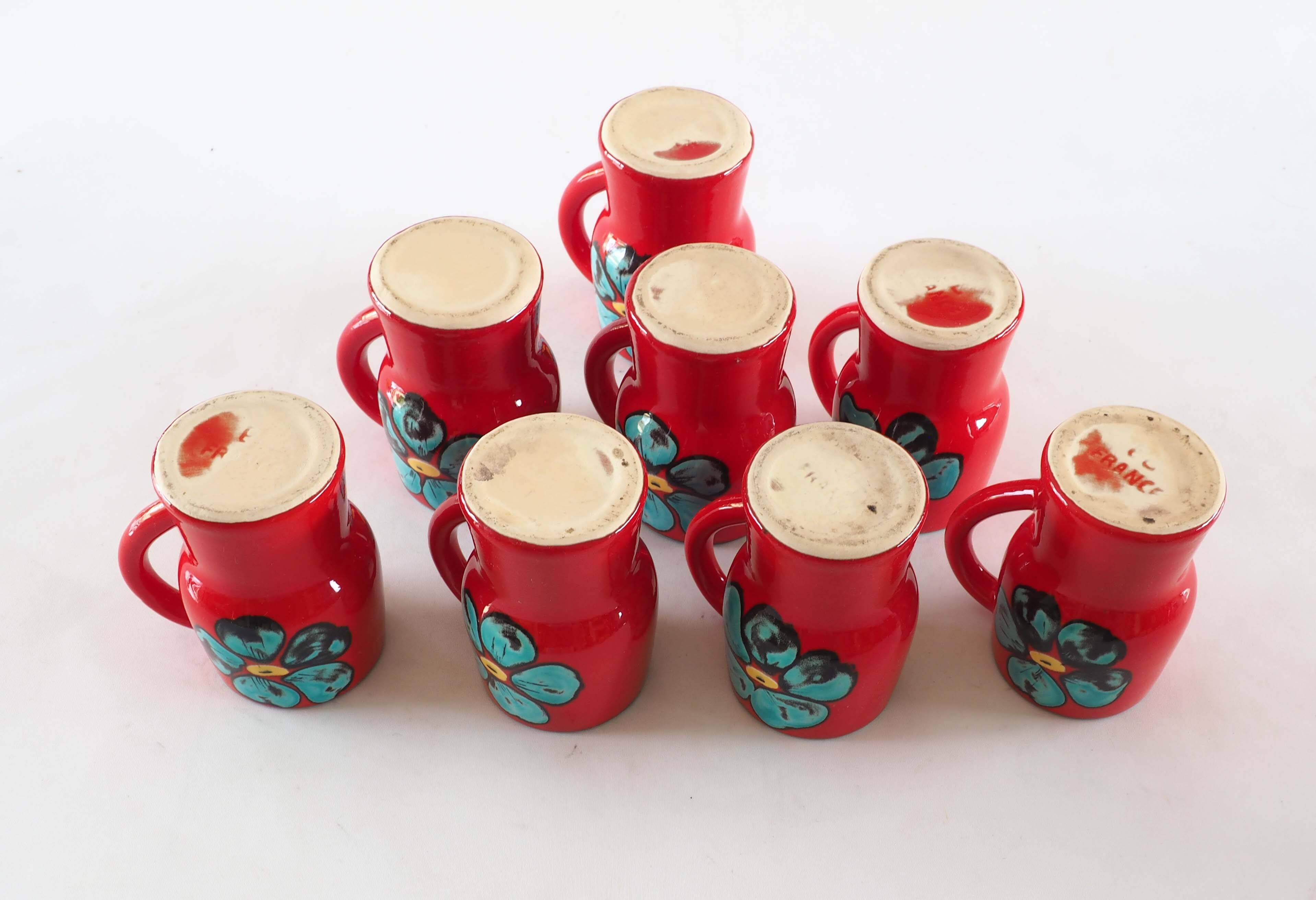 Orangeade or coffee service, pitcher and mugs Poët Laval