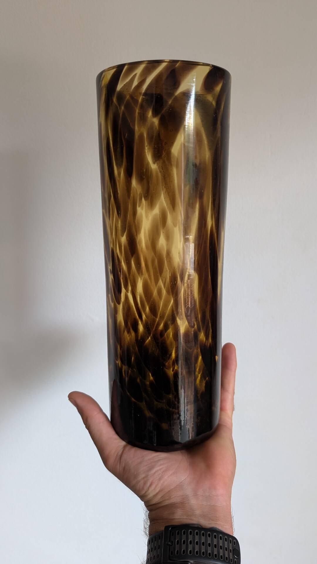 Large cylindrical vase in blown Italian glass – Tartaruga decor