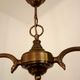 French Mid Century Bronze Billiard Light 2 Cream Amber Round Glass Shades 3921