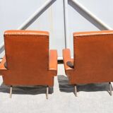 Pair of armchairs in skai, 20th century
