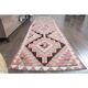 1970s Turkish Oushak Handmade Wool Cotton Pink Runner Rug 93x358
