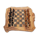 Jeux d'échecs rustiques en bois d'olivier naturel