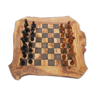 Jeux d'échecs rustiques en bois d'olivier naturel