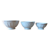 Ensemble de 3 bols blancs et or anciens - tasses porcelaine