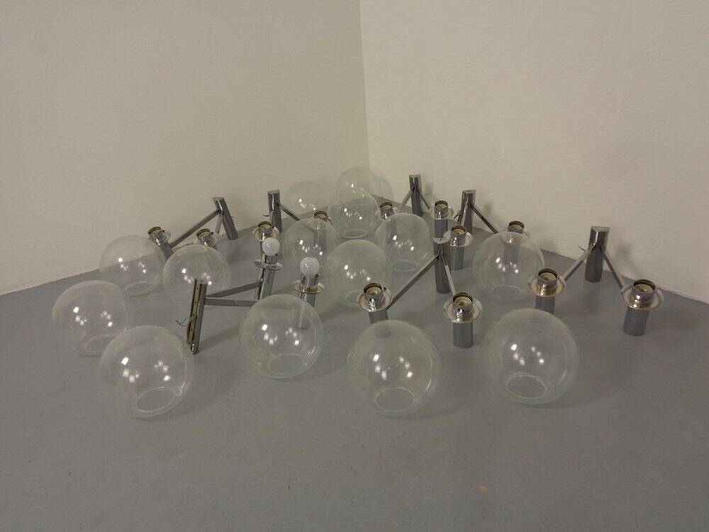 Chromed Glass Wall Lamp from OTT International, 1960s