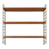 Vintage wall shelf in wood and gold metal – 1960s/70s