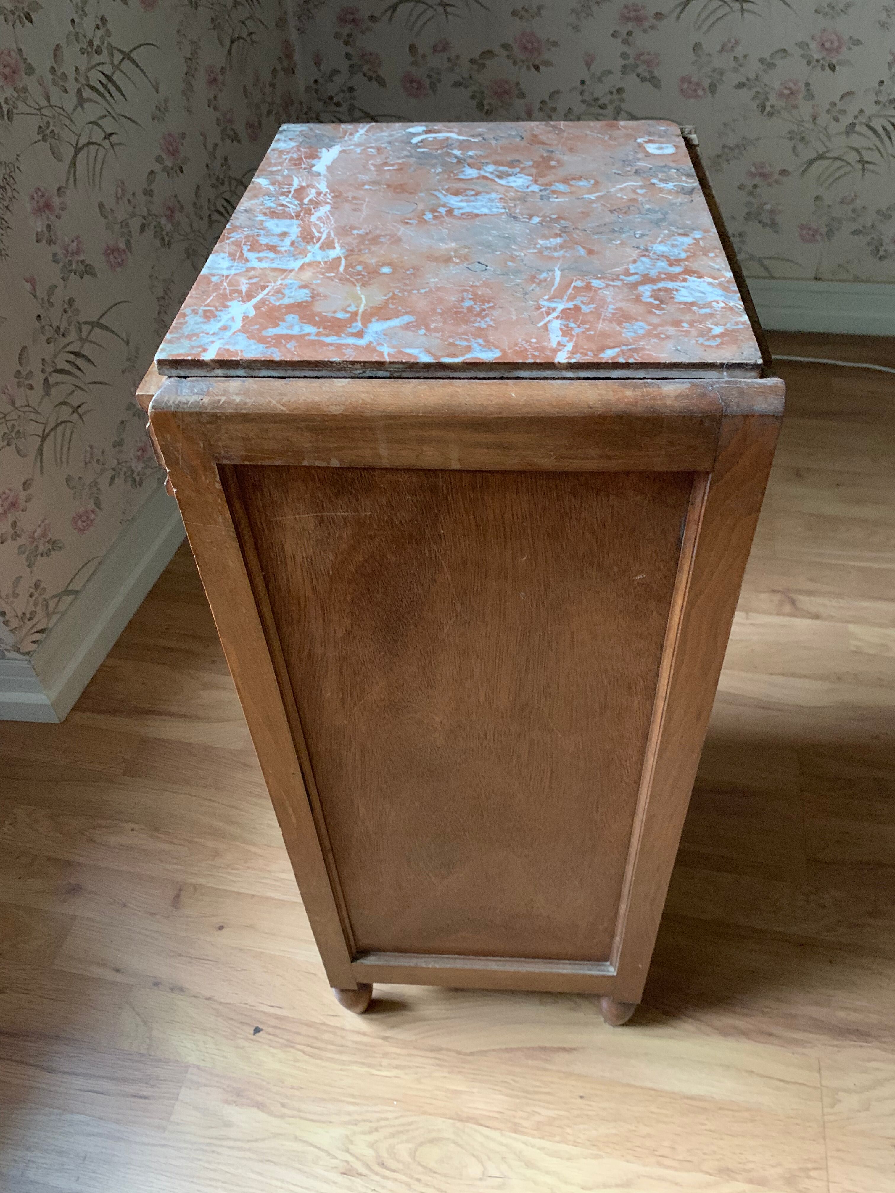 Old bedside wood and marble