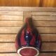 Old soliflore vase ceramic red blue black 70s vintage #a411
