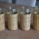 4 glasses for orangeade/rattan cases