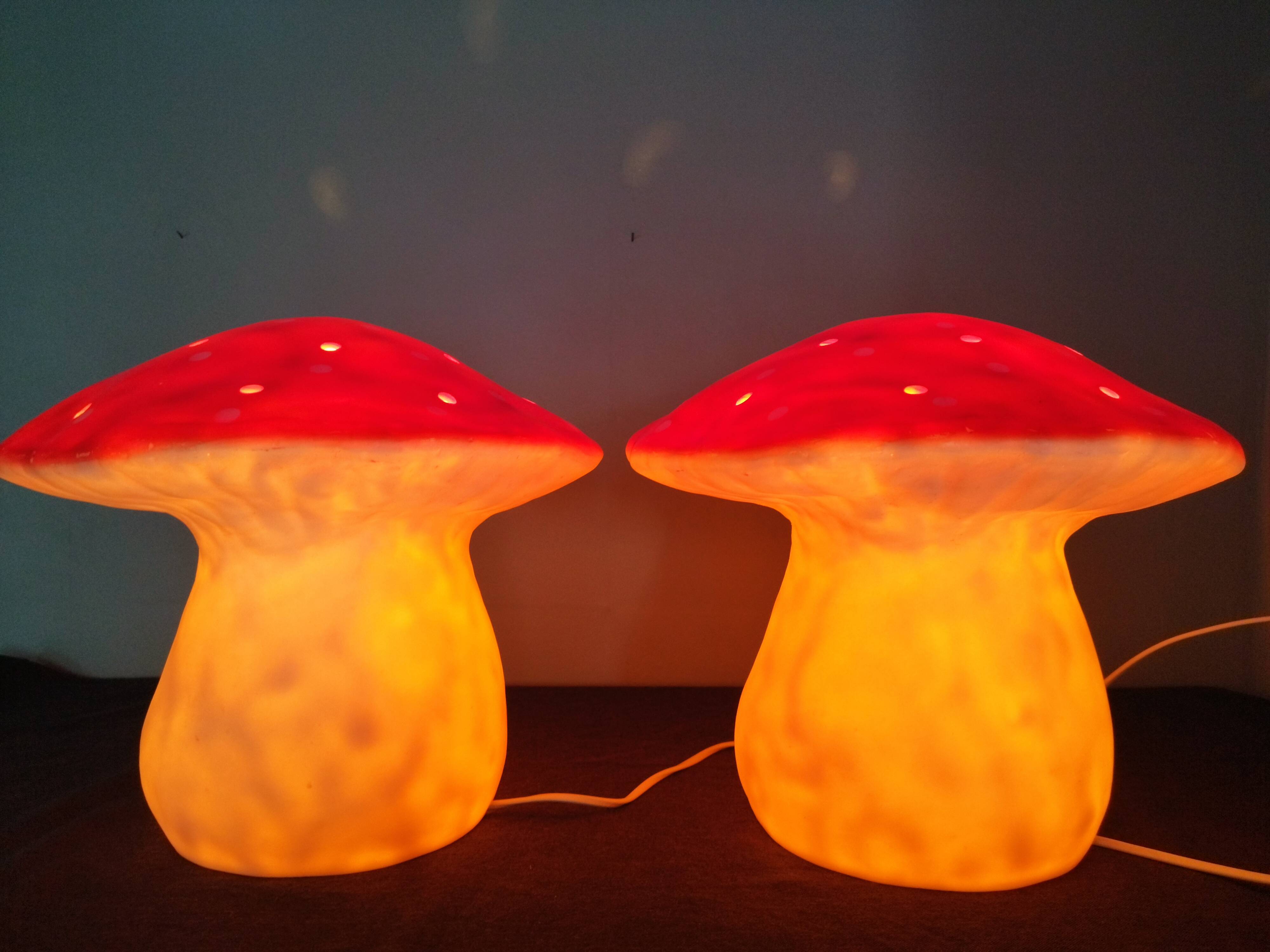 Paire de lampes champignon Heico vintage