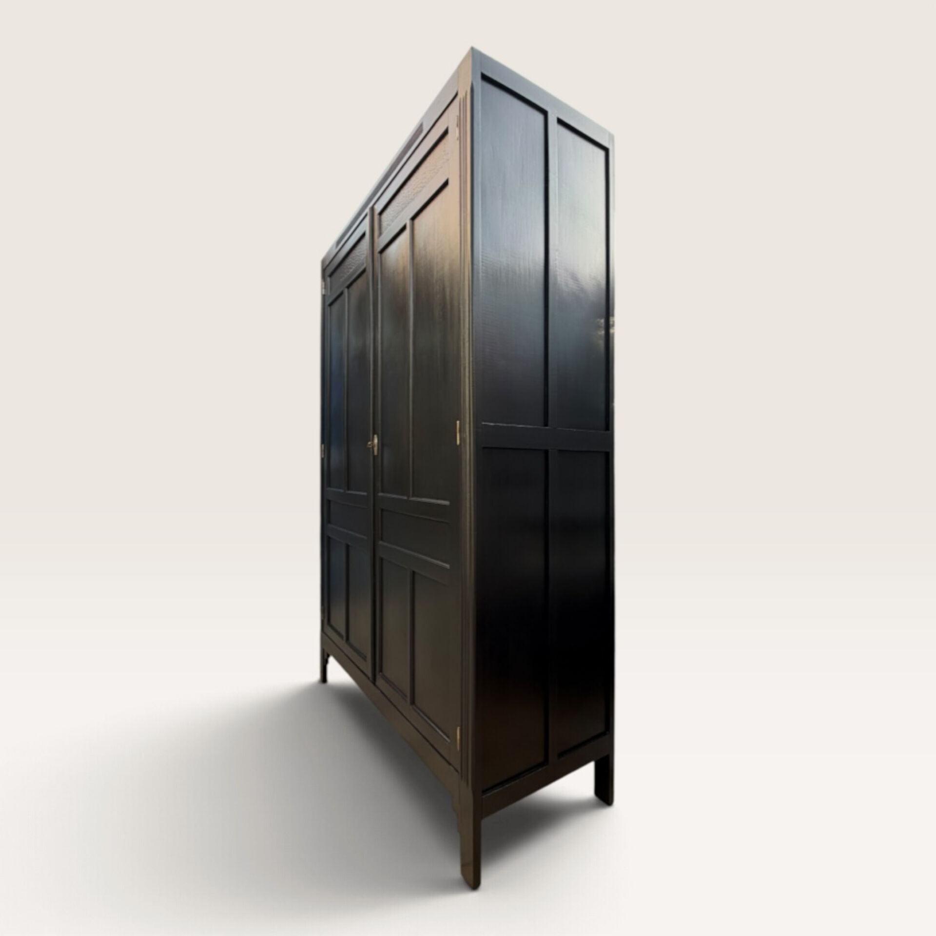 Renovated black Art Deco Parisian wardrobe