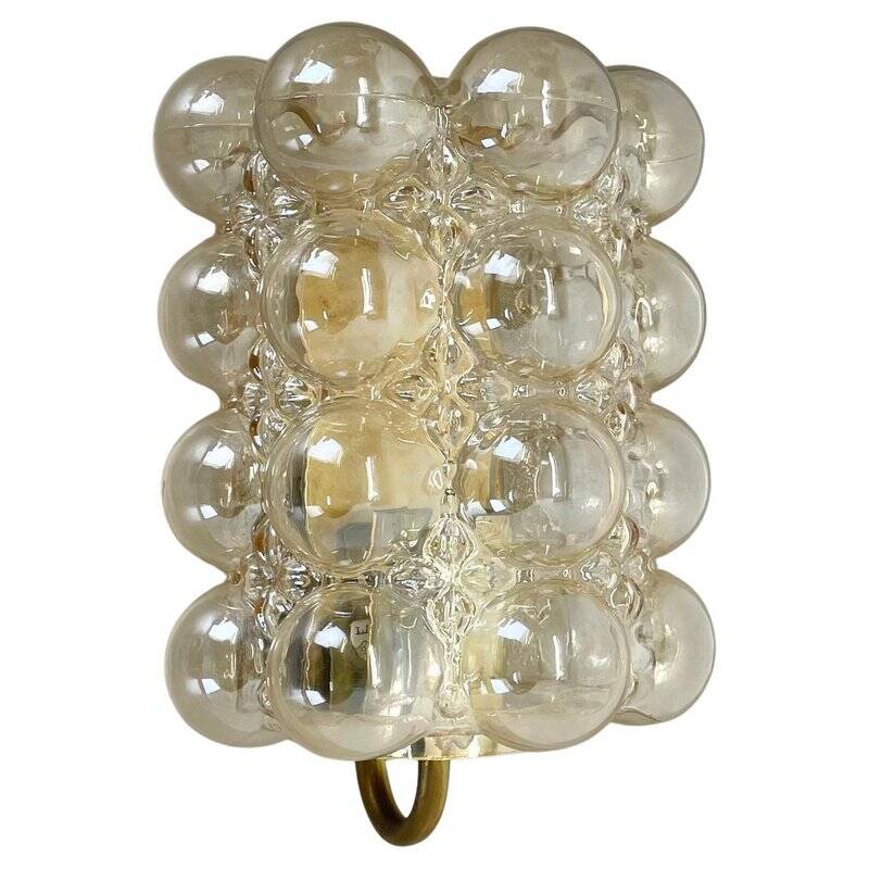 Amber vintage glass wall lamp by Helena Tynell for Glashütte Limburg, 1970s