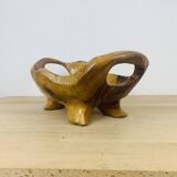 Coupe à fruit en bois d'olivier brutaliste