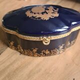Porcelain jewelry box Limoges Oven Blue