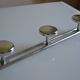 Wall coat rack with 3 chrome metal hooks, vintage 80s.