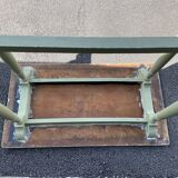 Patinated green baluster table