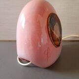 Ceramic lamp, agate slice 1970 vintage pink