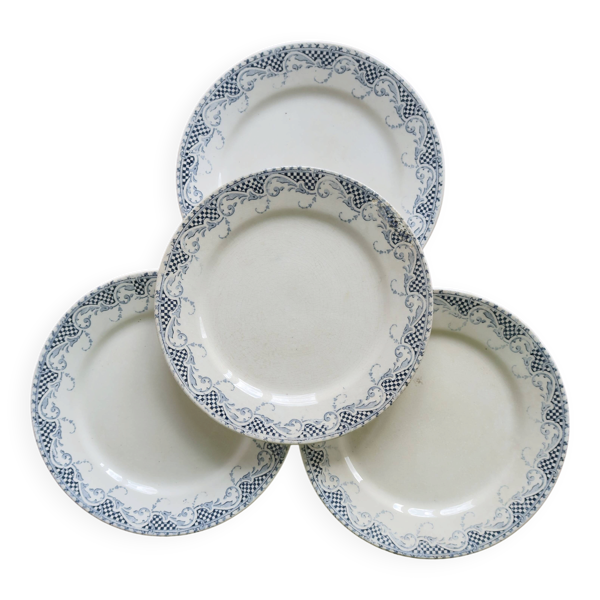 4 assiettes à dessert terre de fer Sarreguemines U&C modèle Luchon