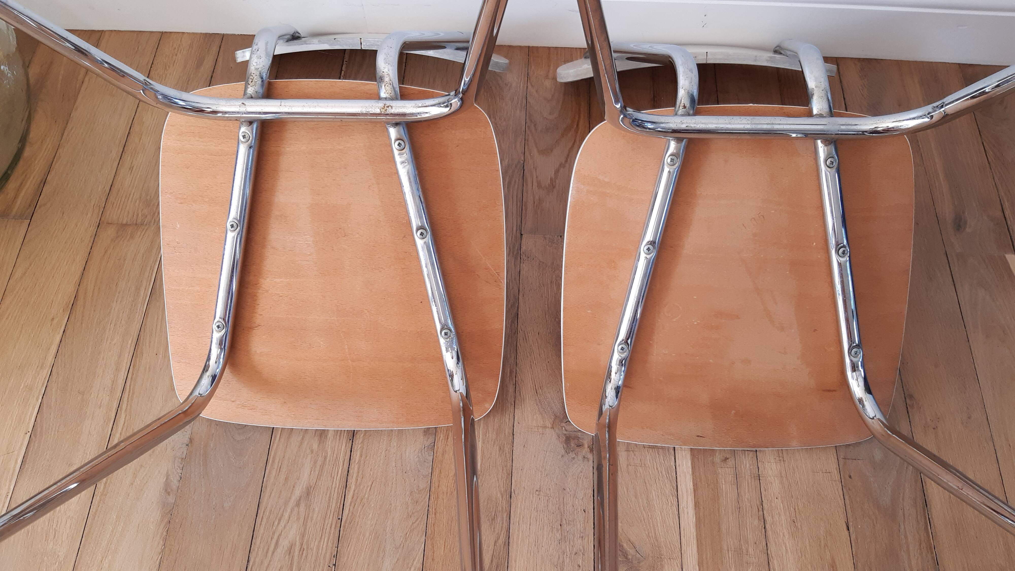 Pair of chairs in formica marbled effect 70s